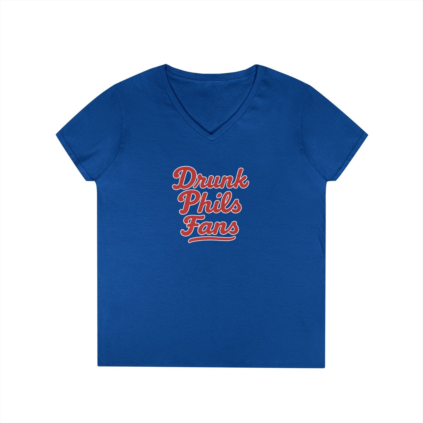 DPF Ladies' V-Neck T-Shirt - Drunk Phils Fans, Cute Casual Tee, Gift for Sports Lovers, Fan Apparel, Summer Shirt