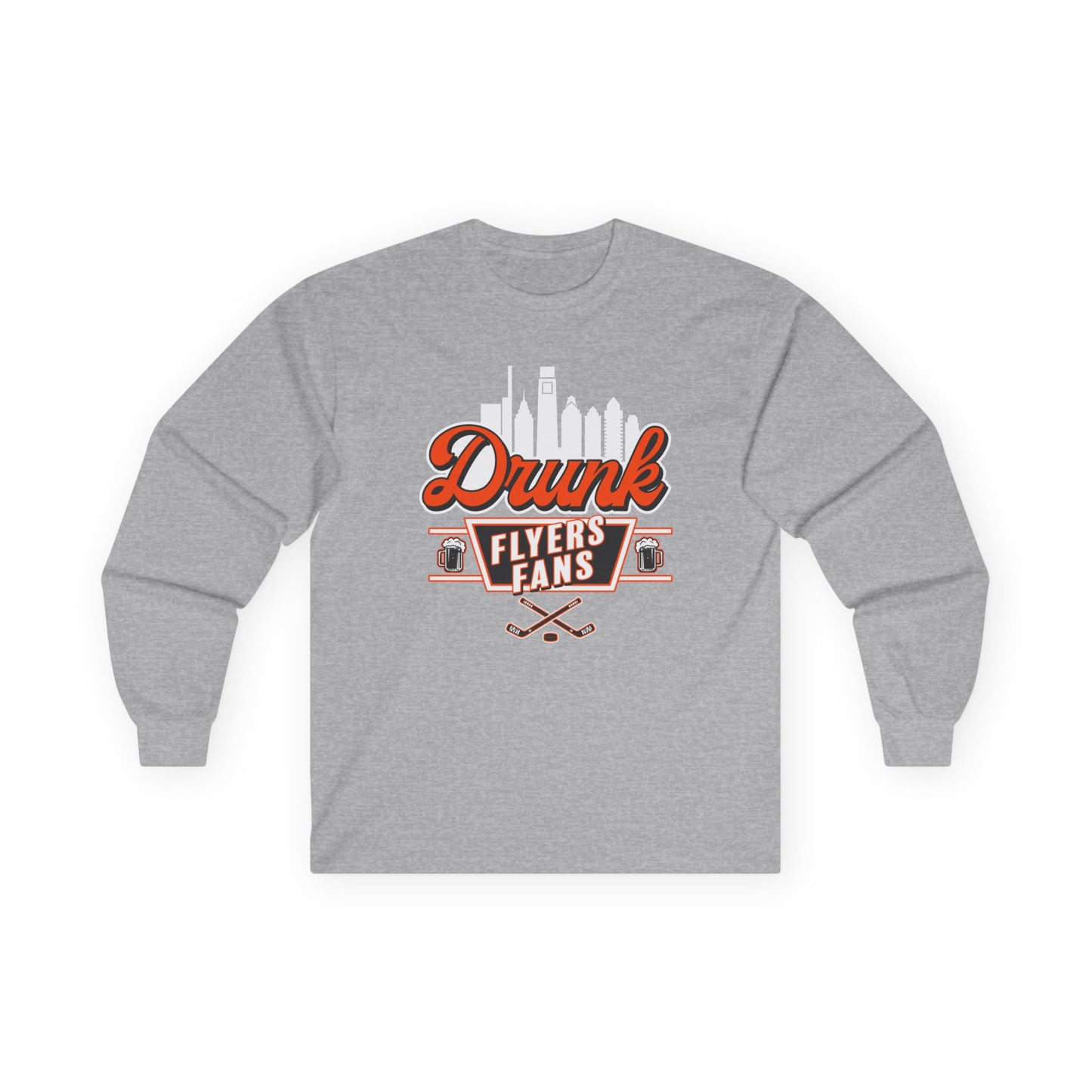 Drunk Flyers Fans Long Sleeve Tee - Unisex Ultra Cotton Shirt for Hockey Lovers