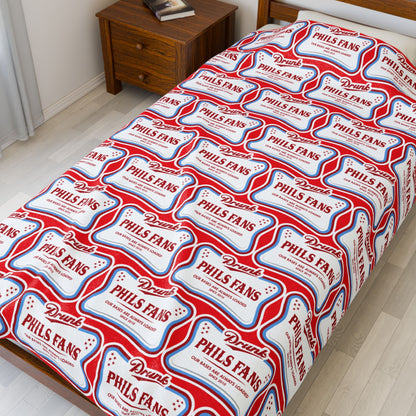 Drunk Phils Fans Velveteen Plush Blanket — Red & Blue Sports Fan Throw