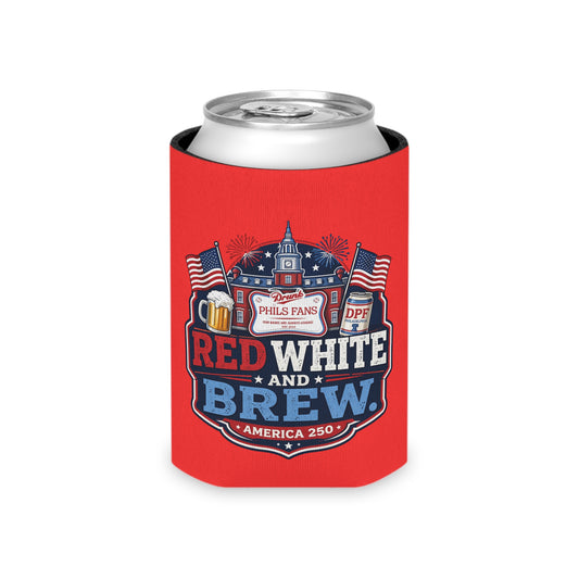 Red White and Brew Can Cooler – 4th of July Patriotic Beer Koozie