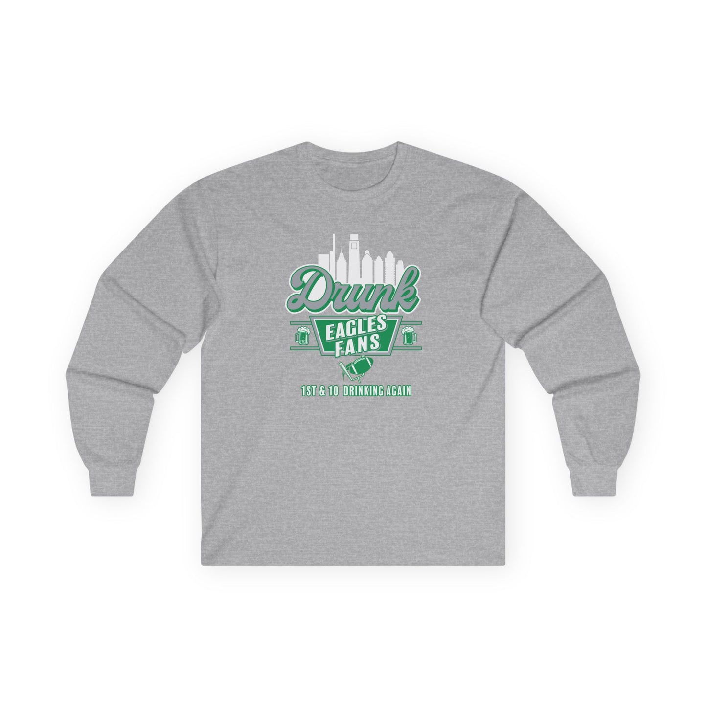 Drunk Eagles Fans Long Sleeve Tee – Retro City Skyline Football Shirt