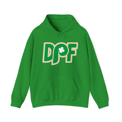 DPF Shamrock Hoodie — St. Patrick’s Day Green Logo Sweatshirt