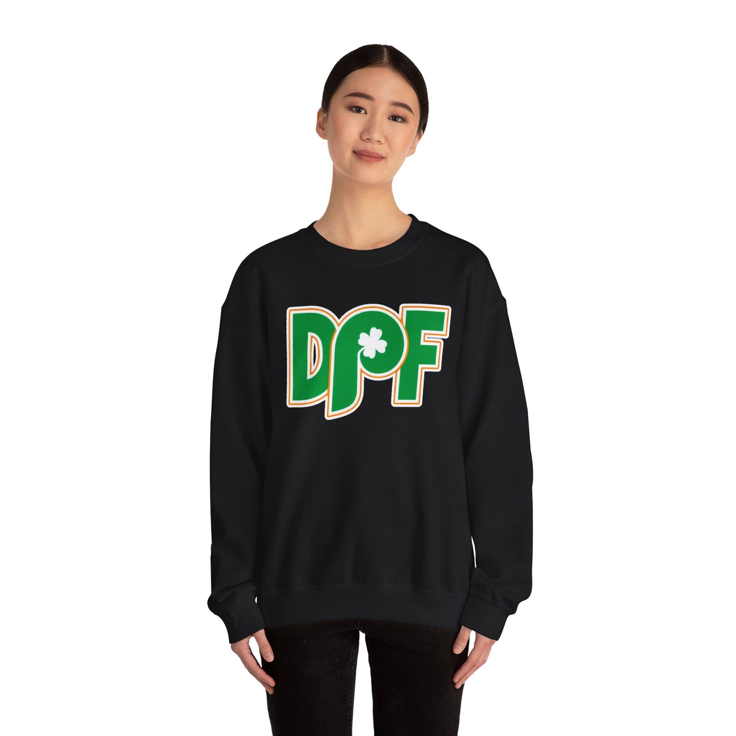 DPF Shamrock Crewneck Sweatshirt — St. Patrick’s Day Green Logo Pullover