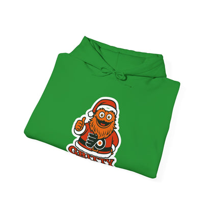 DFF Gritty Claus Hoodie — Funny Philadelphia Mascot Santa Holiday Sweatshirt