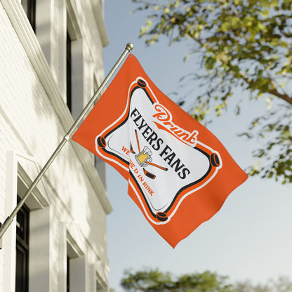 Orange Drunk Flyers Fans Double Sided Flag
