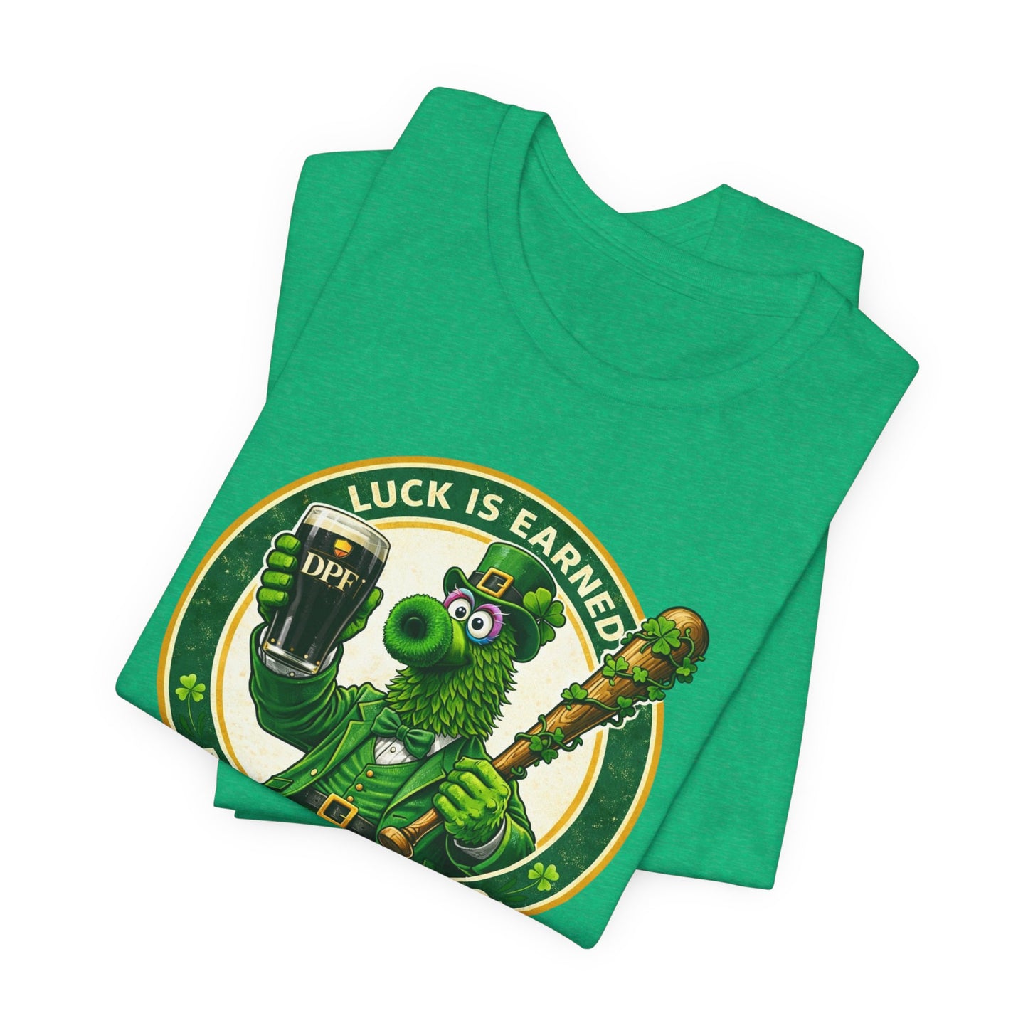 St. Patrick's Day DPF T-Shirt – "Luck Is Earned, Beer Is Required" Shamrock Leprechaun Tee