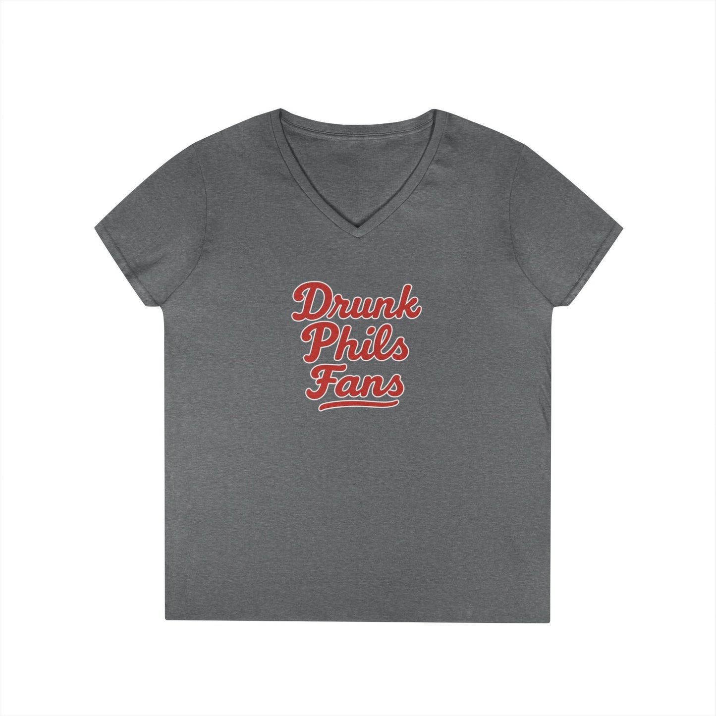 DPF Ladies' V-Neck T-Shirt - Drunk Phils Fans, Cute Casual Tee, Gift for Sports Lovers, Fan Apparel, Summer Shirt