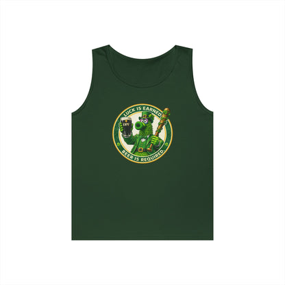 DPF Tank Top — "Luck Is Earned, Beer Is Required" St. Patrick's Day Beer & Shamrock Graphic Tank