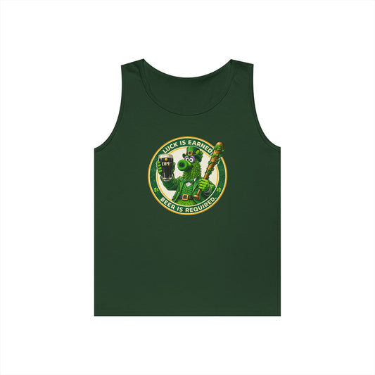 DPF Tank Top — "Luck Is Earned, Beer Is Required" St. Patrick's Day Beer & Shamrock Graphic Tank
