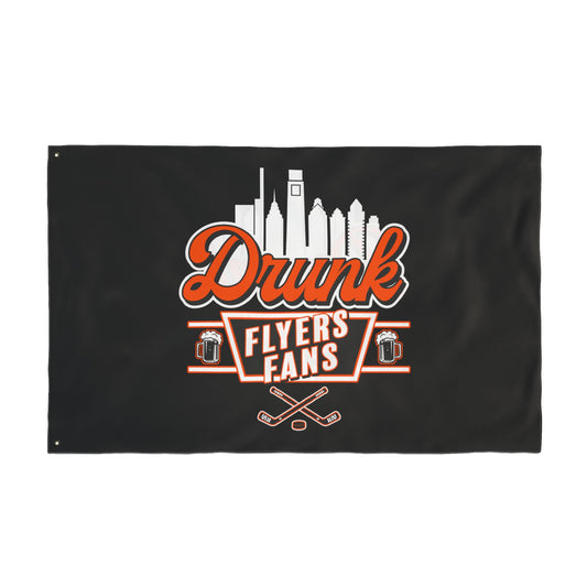 Black Drunk Flyers Fans Double Sided Flag
