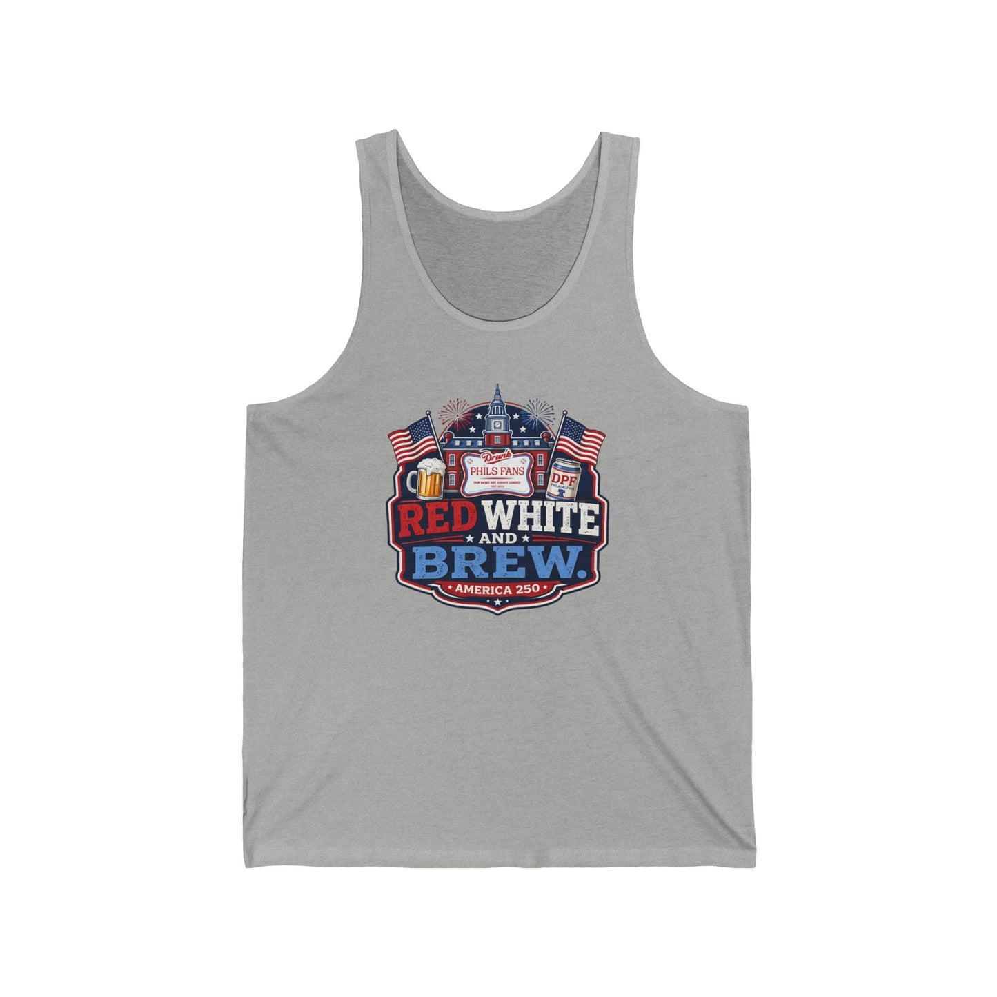 DPF Womens - Patriotic "Red White and Brew" Tank Top – 4th of July Beer Festival Shirt