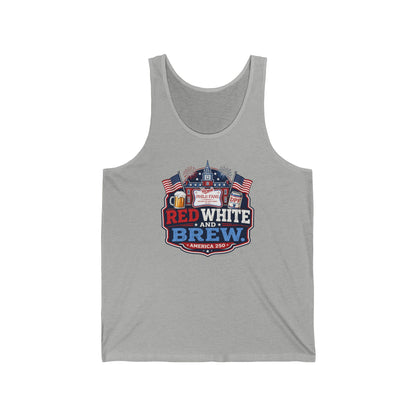 DPF Womens - Patriotic "Red White and Brew" Tank Top – 4th of July Beer Festival Shirt
