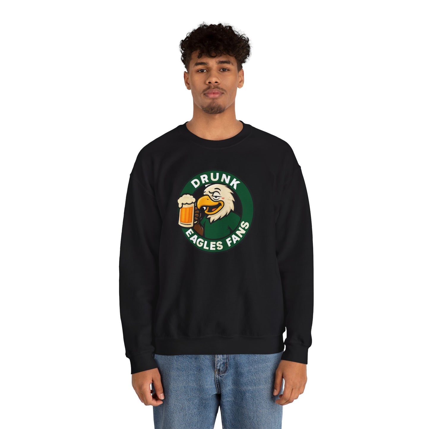 Eagles 'Drunk' Mascot Crewneck Sweatshirt — Funny Beer Fan Pullover