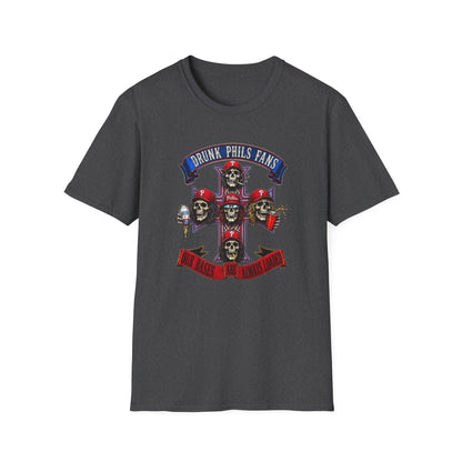 Drunk Phils Fans Skull Band T-Shirt — Retro Baseball Fan Tee