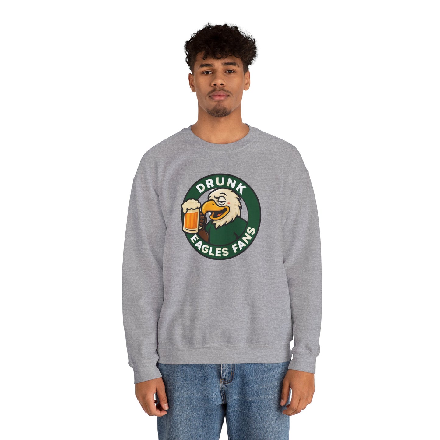 Eagles 'Drunk' Mascot Crewneck Sweatshirt — Funny Beer Fan Pullover