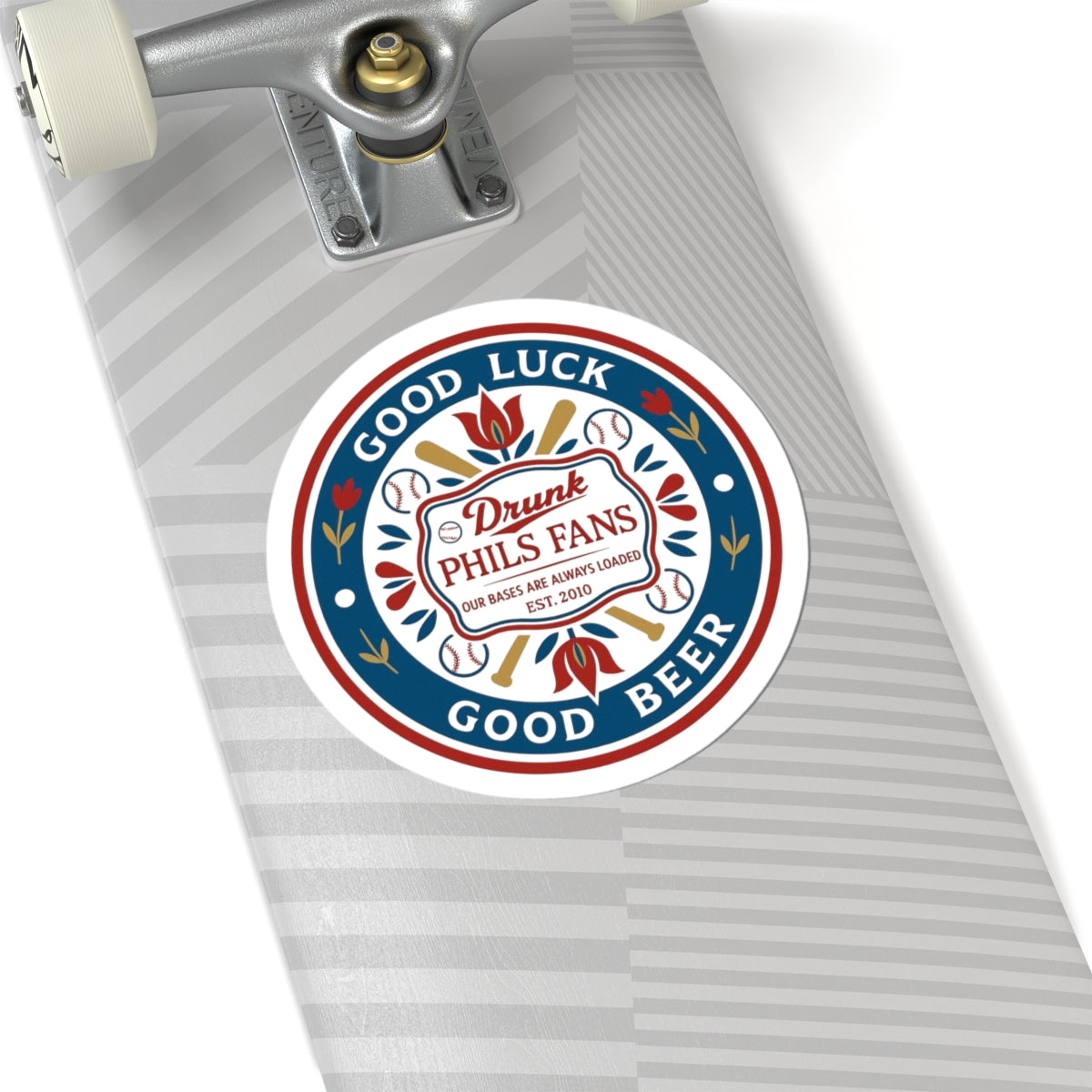 DPF Hex Sticker — "Drunk Phils Fans: Good Luck Good Beer" Round Kiss-Cut Baseball Fans Sticker