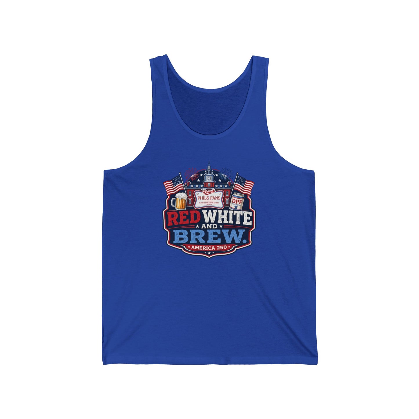DPF Womens - Patriotic "Red White and Brew" Tank Top – 4th of July Beer Festival Shirt