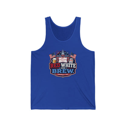 DPF Womens - Patriotic "Red White and Brew" Tank Top – 4th of July Beer Festival Shirt