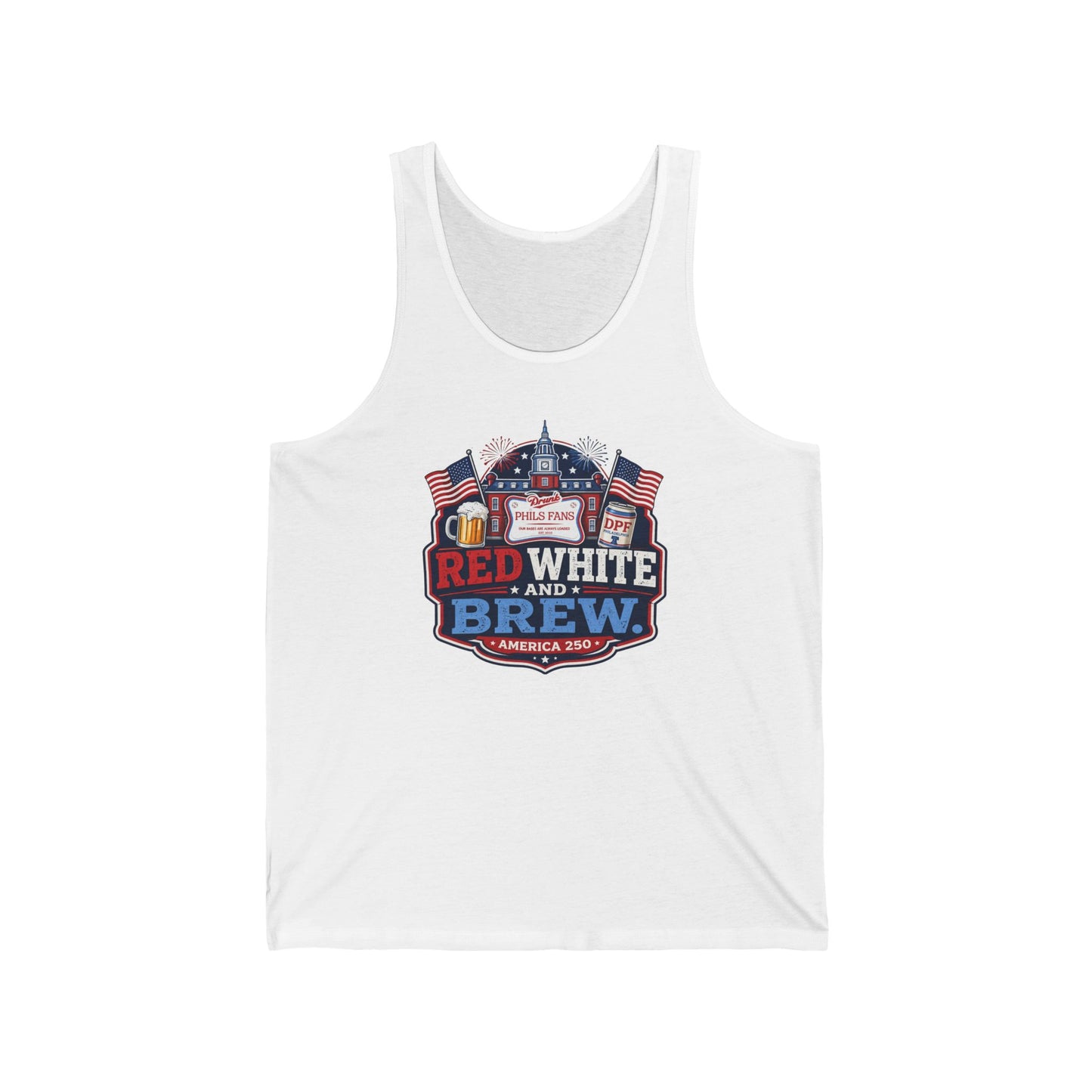 DPF Womens - Patriotic "Red White and Brew" Tank Top – 4th of July Beer Festival Shirt