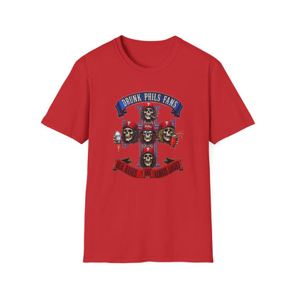 Drunk Phils Fans Skull Band T-Shirt — Retro Baseball Fan Tee