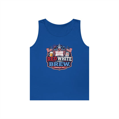 Red White and Brew Tank Top Unisex — Patriotic 4th of July Beer Graphic