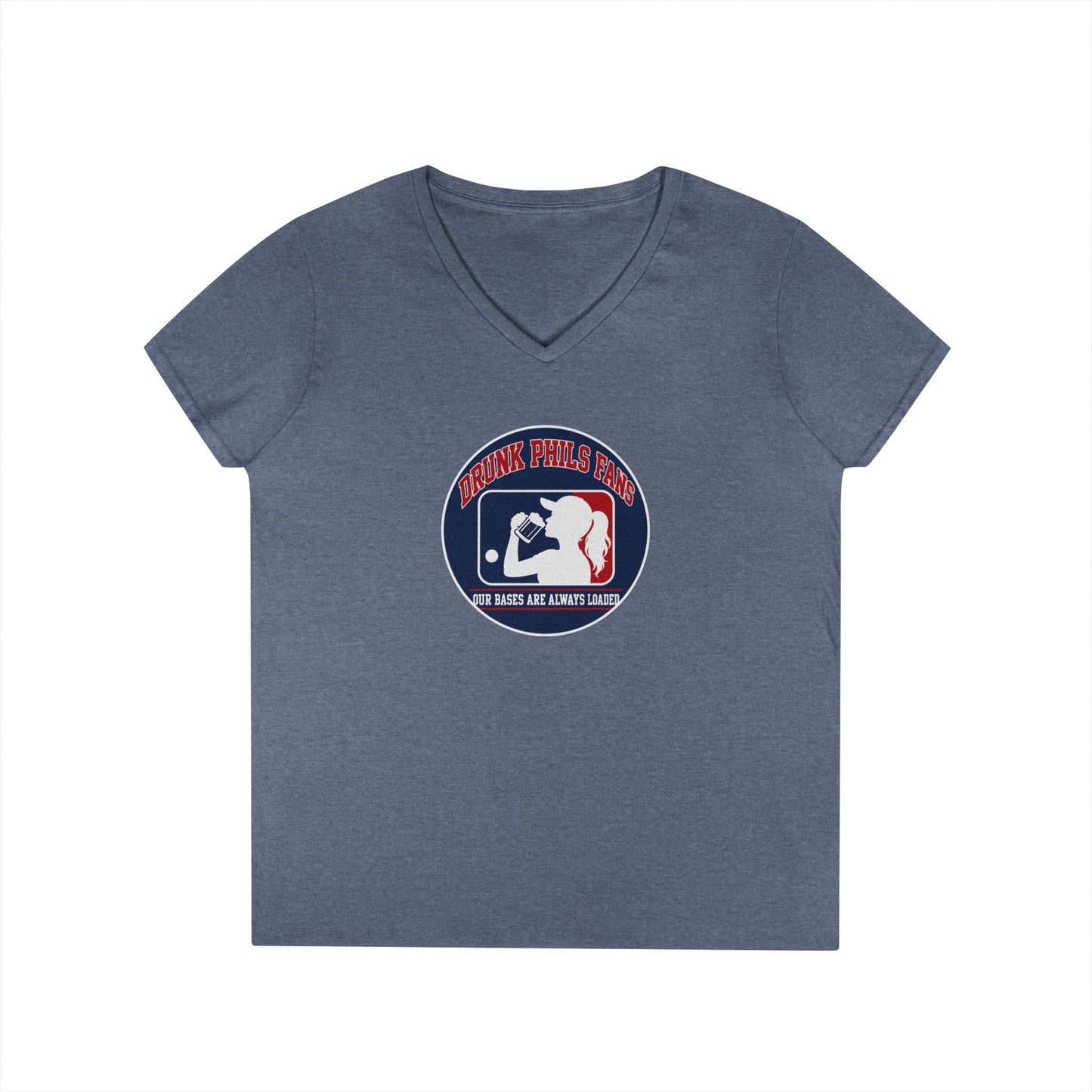 Ladies' V-Neck T-Shirt — Vintage DPF Baseball Logo Graphic Tee