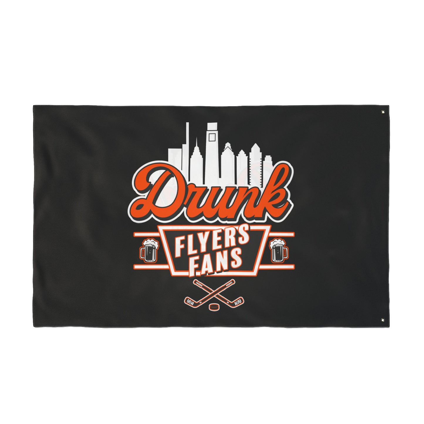 Black Drunk Flyers Fans Double Sided Flag