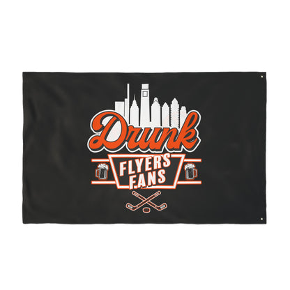 Black Drunk Flyers Fans Double Sided Flag