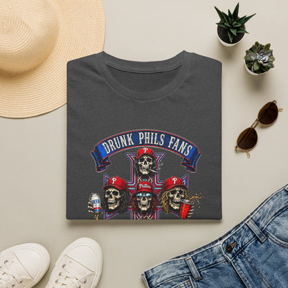 Drunk Phils Fans Skull Band T-Shirt — Retro Baseball Fan Tee