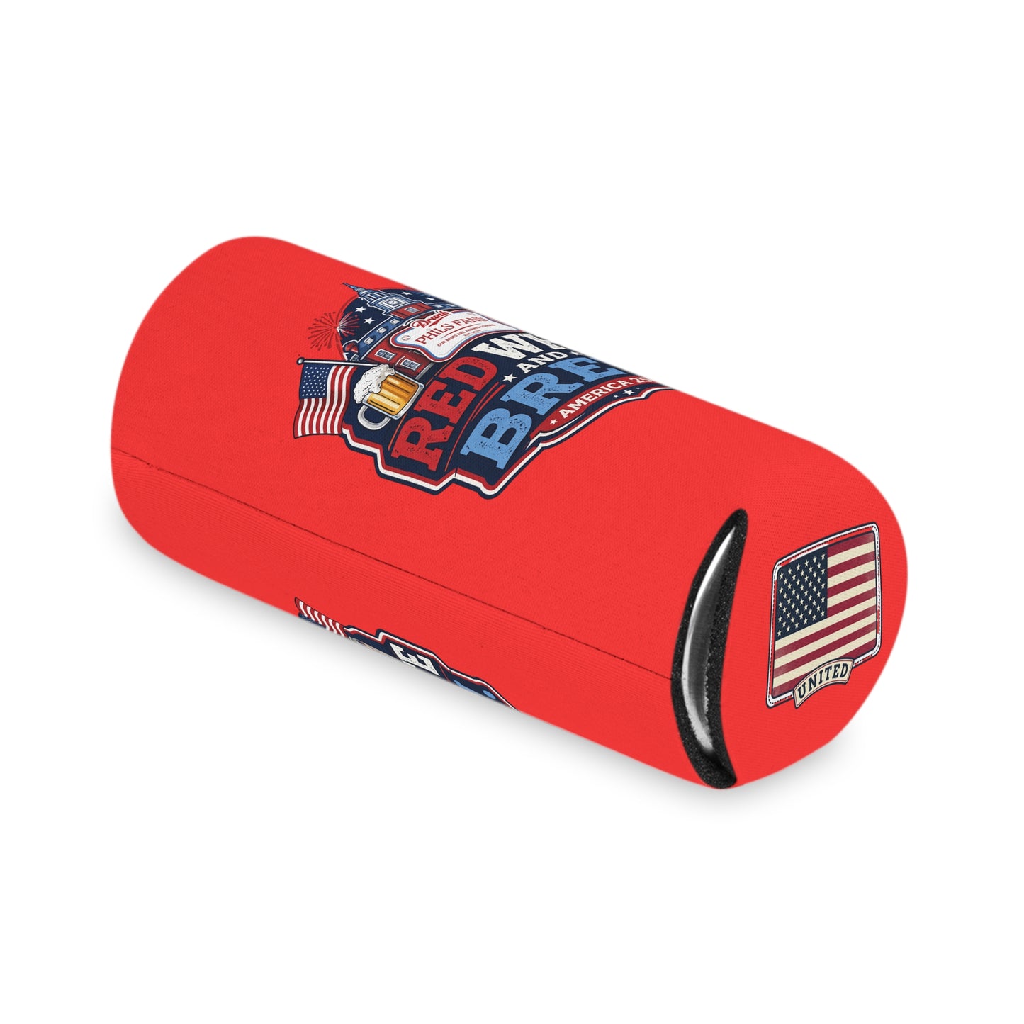 Red White and Brew Can Cooler – 4th of July Patriotic Beer Koozie