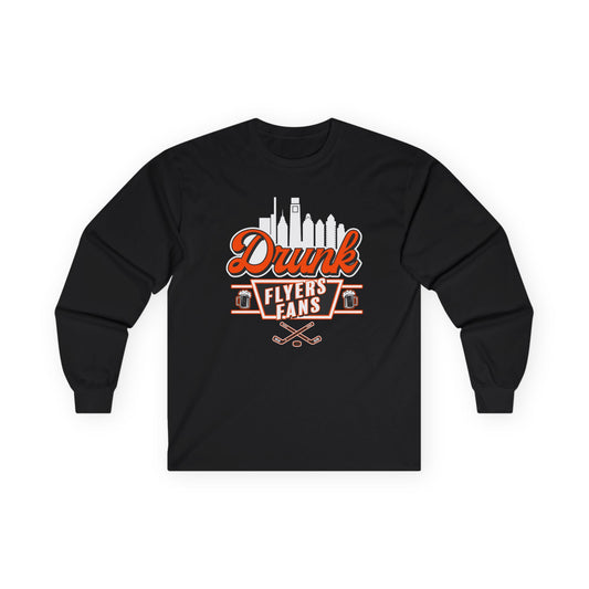 Drunk Flyers Fans Long Sleeve Tee - Unisex Ultra Cotton Shirt for Hockey Lovers