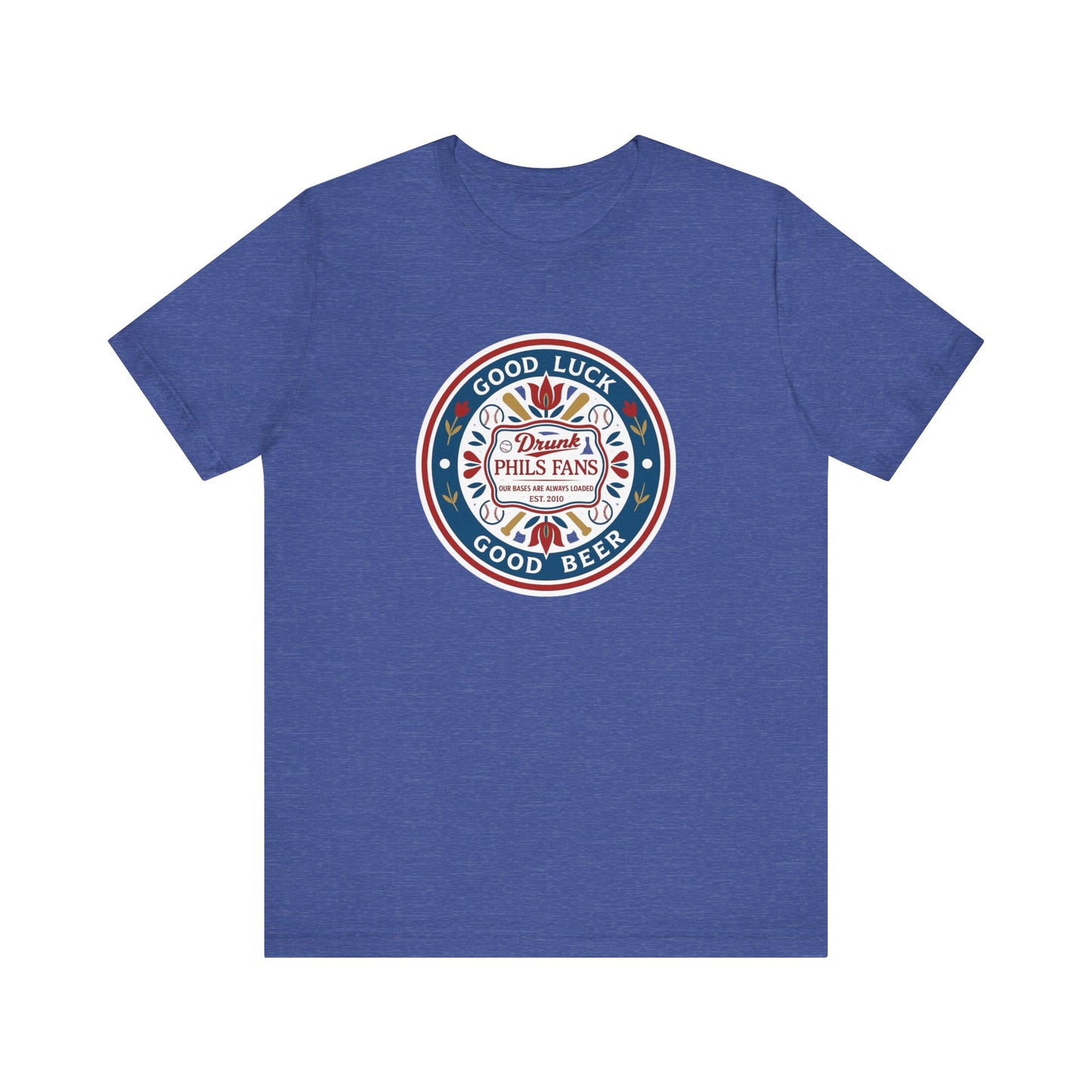 DPF Hex T-Shirt — "Good Luck, Good Beer" Retro Badge Tee