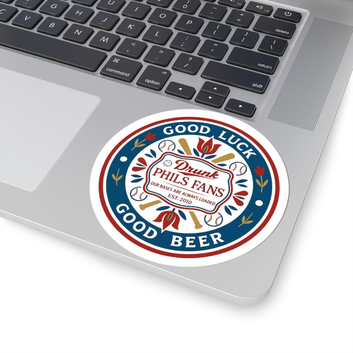 DPF Hex Sticker — "Drunk Phils Fans: Good Luck Good Beer" Round Kiss-Cut Baseball Fans Sticker