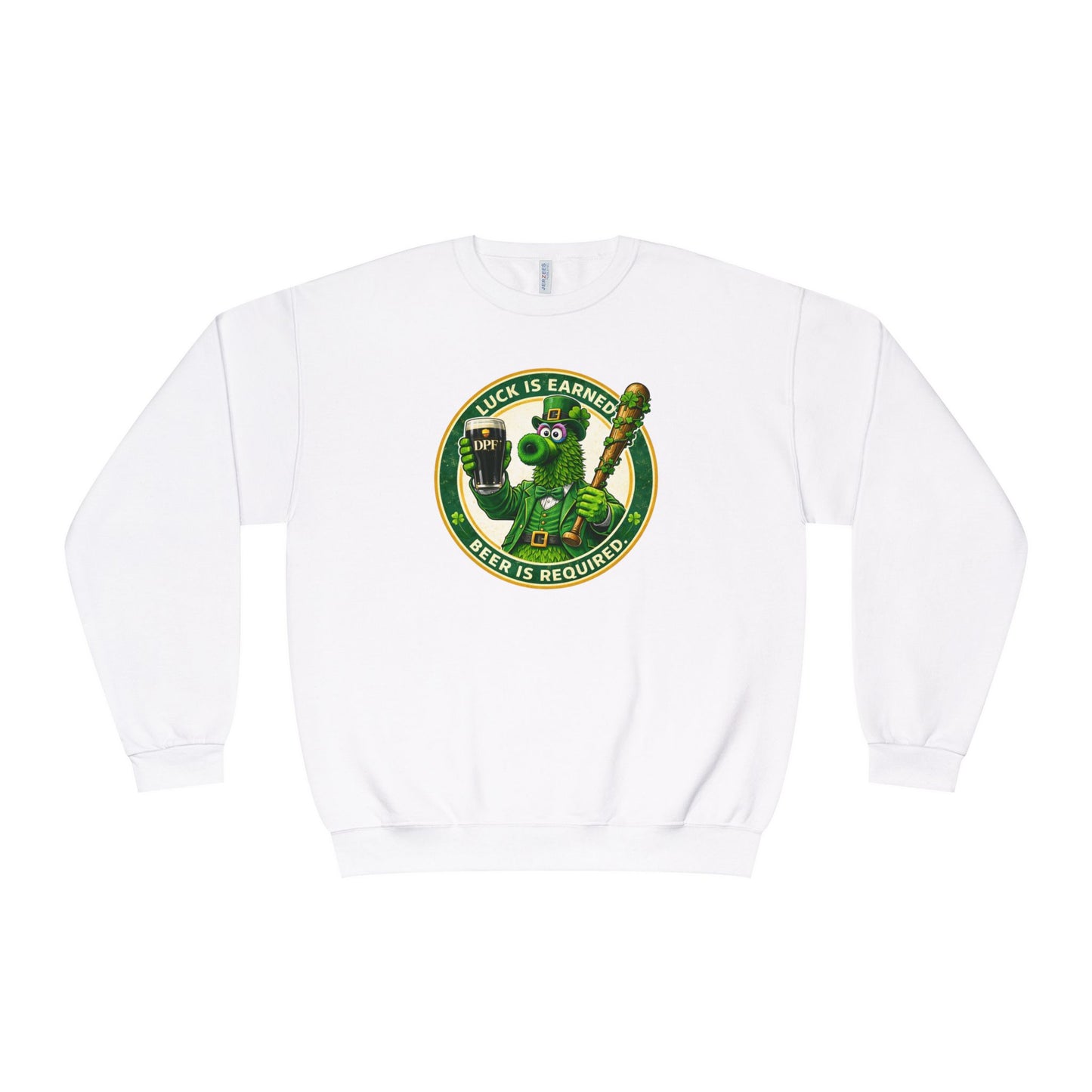 DPF St. Patrick's Day Crewneck Sweatshirt — 'Luck Is Earned, Beer Is Required'St. Patrick’s Day Graphic
