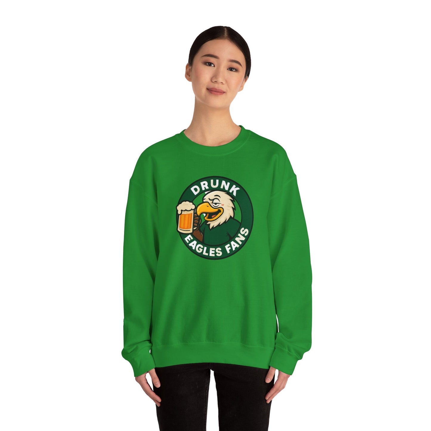 Eagles 'Drunk' Mascot Crewneck Sweatshirt — Funny Beer Fan Pullover
