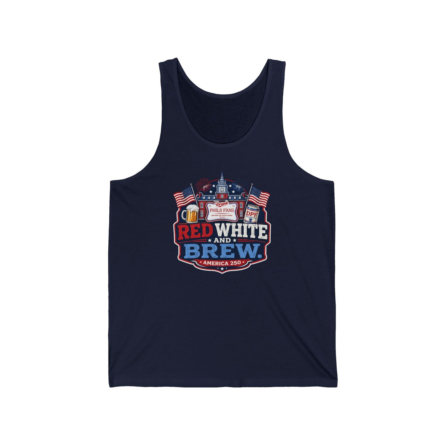 DPF Womens - Patriotic "Red White and Brew" Tank Top – 4th of July Beer Festival Shirt