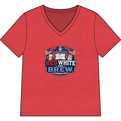 Women's Red White and Brew V-Neck Tee