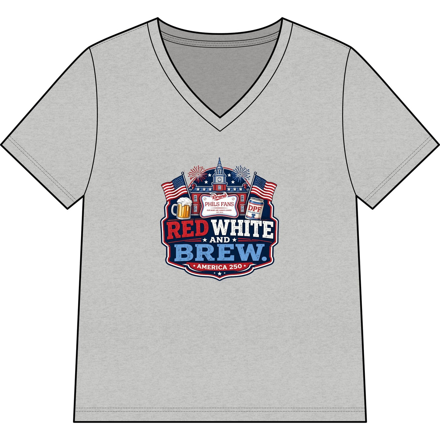Women's Red White and Brew V-Neck Tee