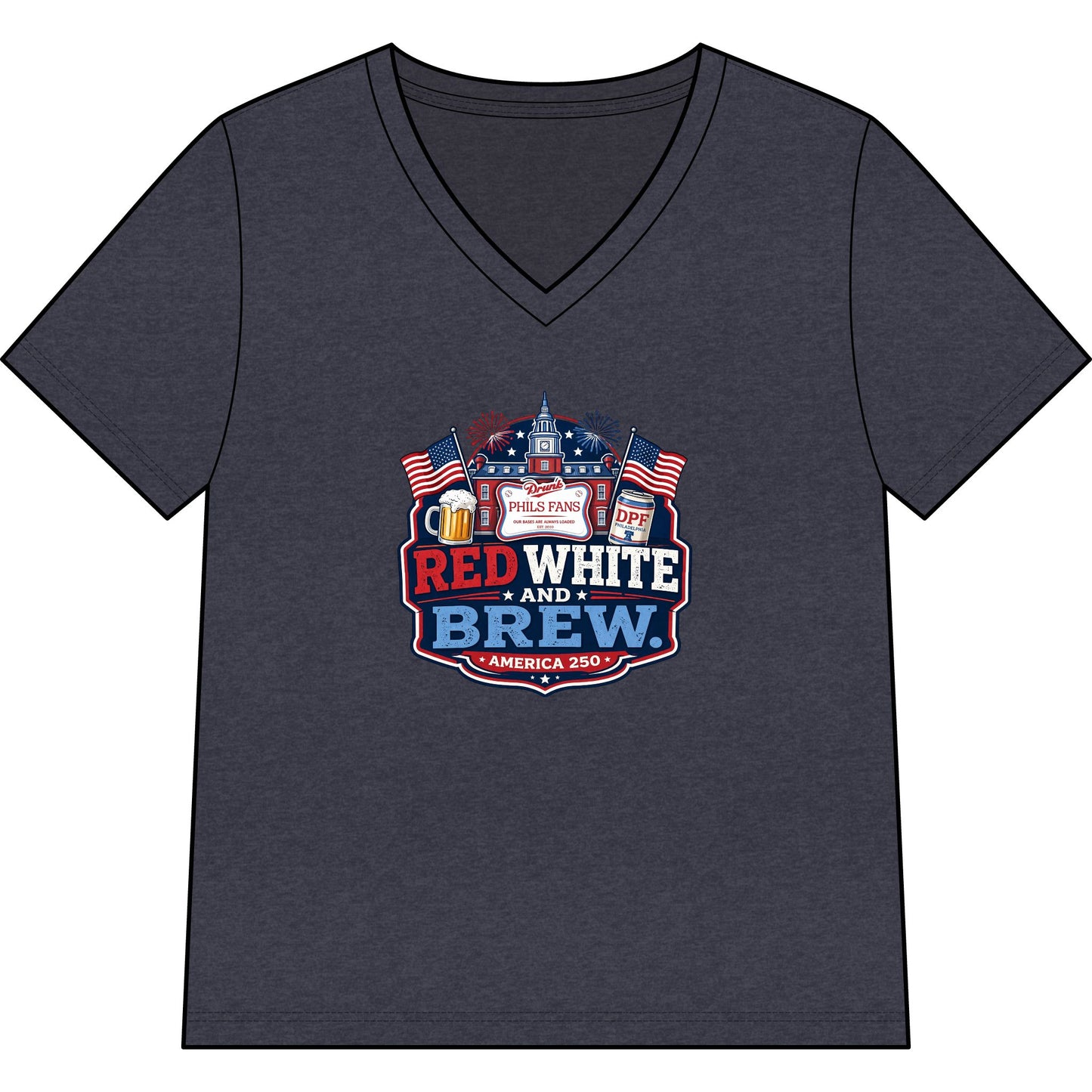 Women's Red White and Brew V-Neck Tee