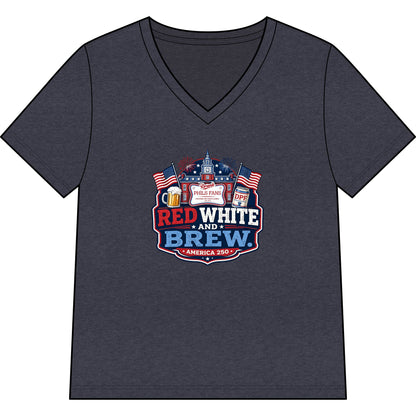 Women's Red White and Brew V-Neck Tee