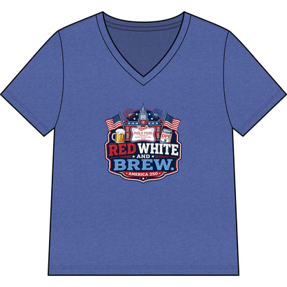 Women's Red White and Brew V-Neck Tee