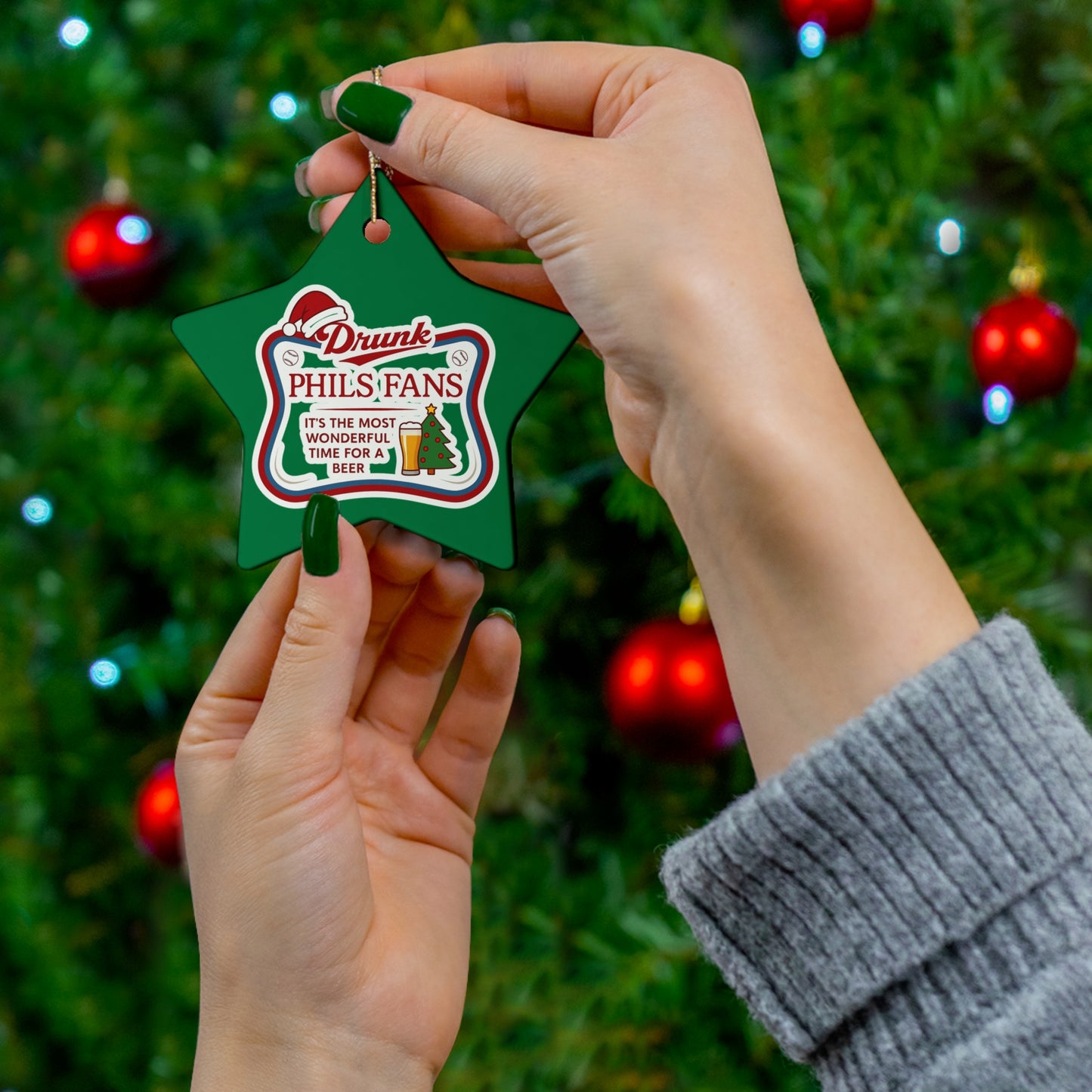 DPF Star Ornament — “Drunk Phil’s Fans: It’s the Most Wonderful Time for a Beer” Holiday Decor