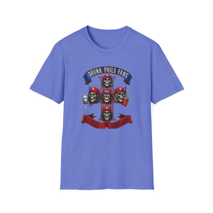 Drunk Phils Fans Skull Band T-Shirt — Retro Baseball Fan Tee