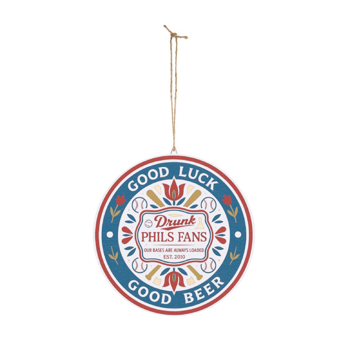 DPF Hex Round Wood Sign — “Good Luck Good Beer” Drunk Fans Retro Bar Decor