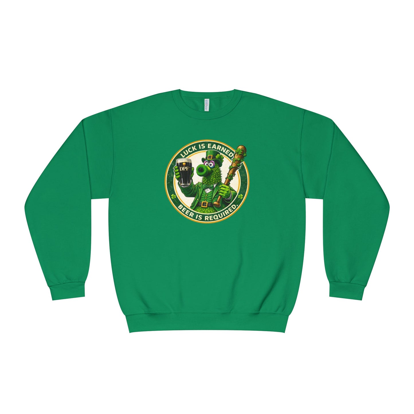 DPF St. Patrick's Day Crewneck Sweatshirt — 'Luck Is Earned, Beer Is Required'St. Patrick’s Day Graphic