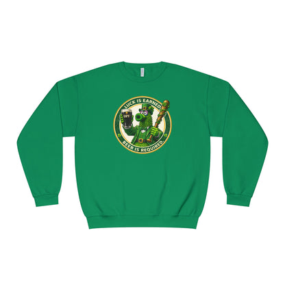 DPF St. Patrick's Day Crewneck Sweatshirt — 'Luck Is Earned, Beer Is Required'St. Patrick’s Day Graphic