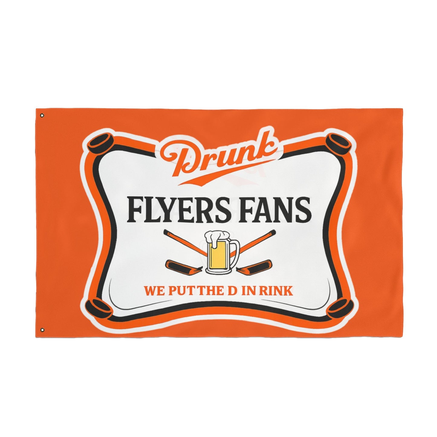 Orange Drunk Flyers Fans Double Sided Flag