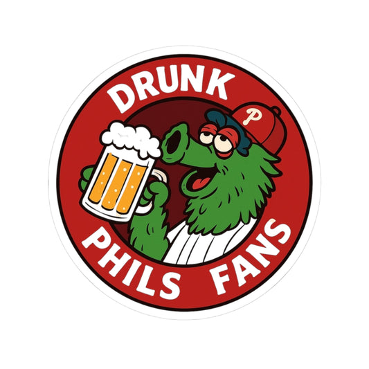 Drunk-natic Phils Fans Kiss-Cut Stickers | Fun Sports Decals, Baseball Team Sticker, Sports Party Decor