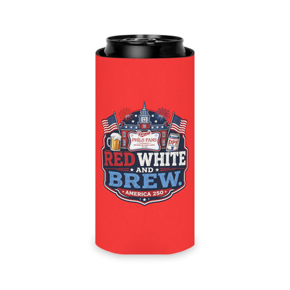 Red White and Brew Can Cooler – 4th of July Patriotic Beer Koozie