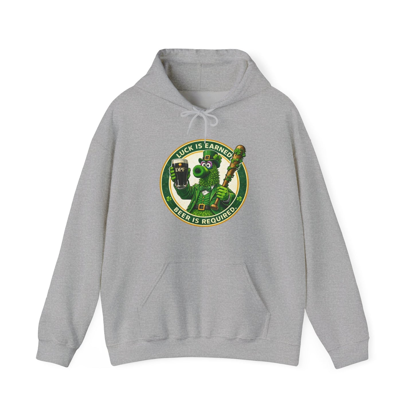 DPF St, Patrick's Day Hoodie — "Luck Is Earned, Beer Is Required"  St. Patrick's Day Graphic